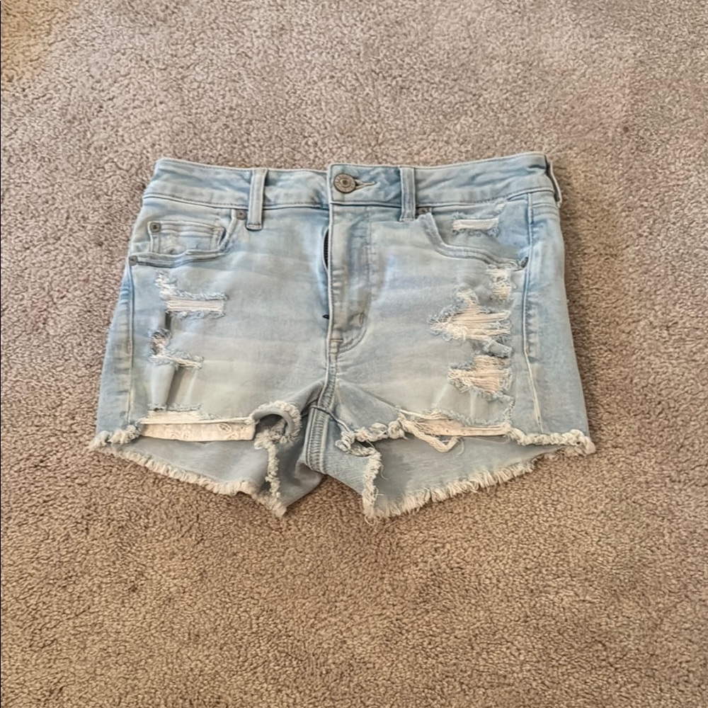 American Eagle Outfitters Blue Distressed Jean Shorts